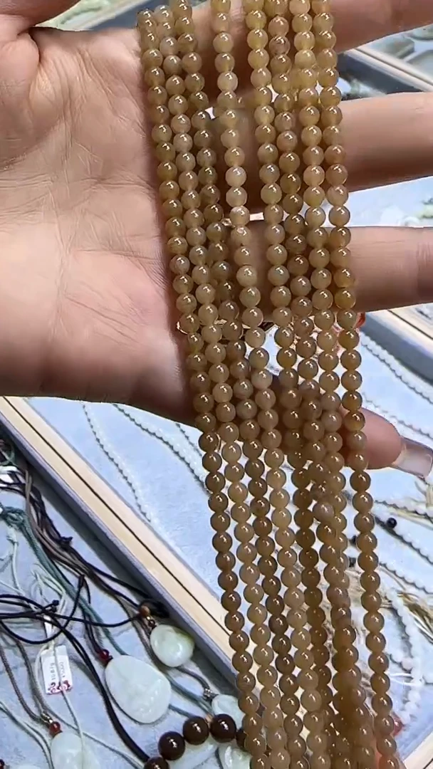 项链未镶嵌和田玉（糖玉）和田玉糖玉4mm项链