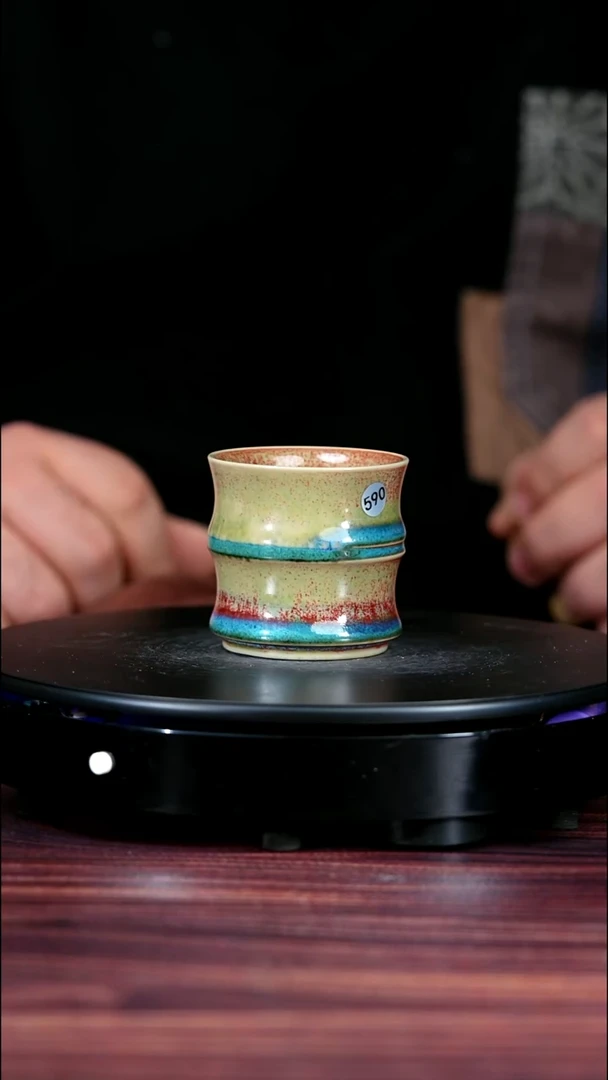 590#盼龙窑一级品原矿钧瓷竹节杯