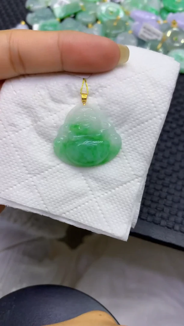 颈饰18K金镶嵌翡翠天然缅甸A货翡翠1