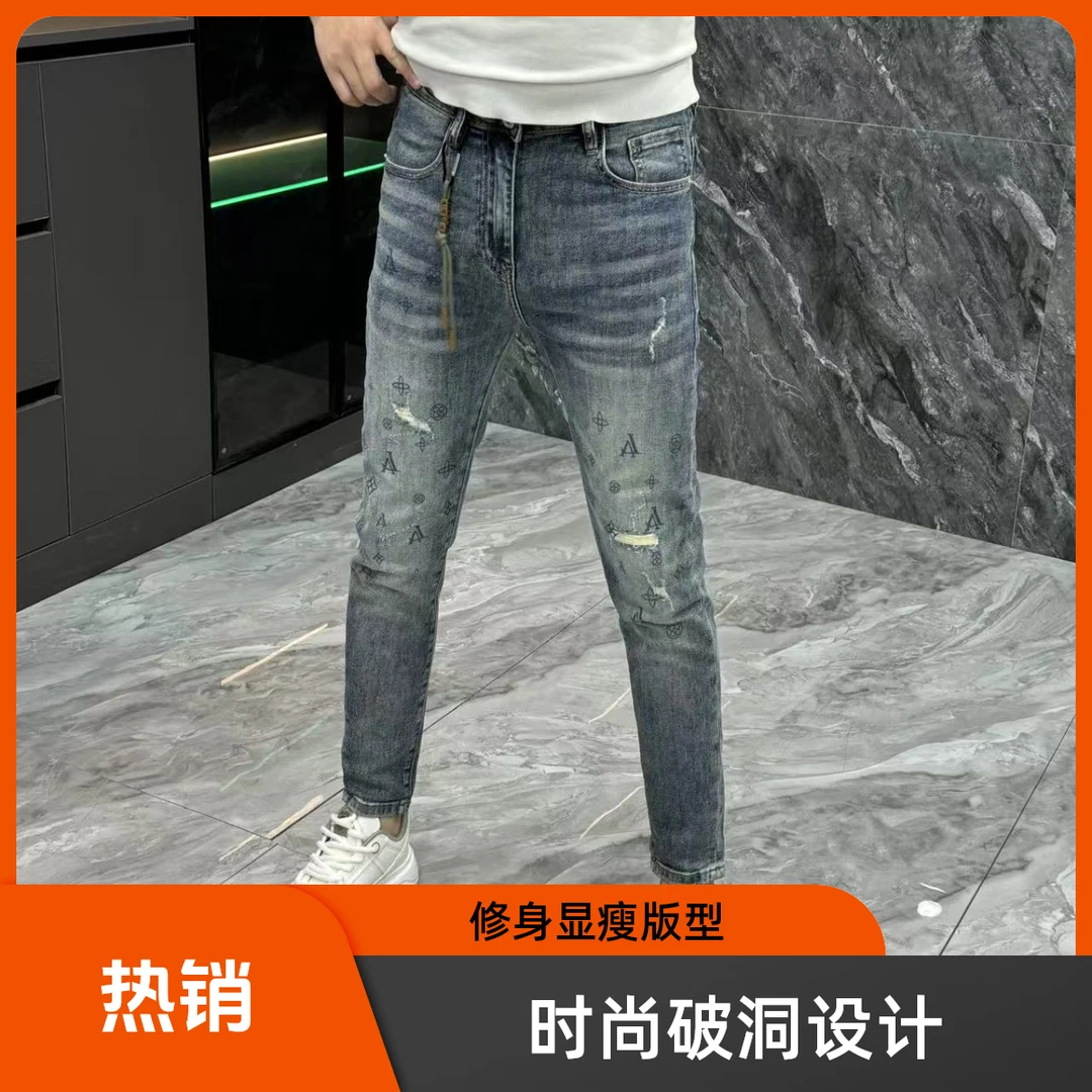 5966-夏季九分修身小脚牛仔裤裤子