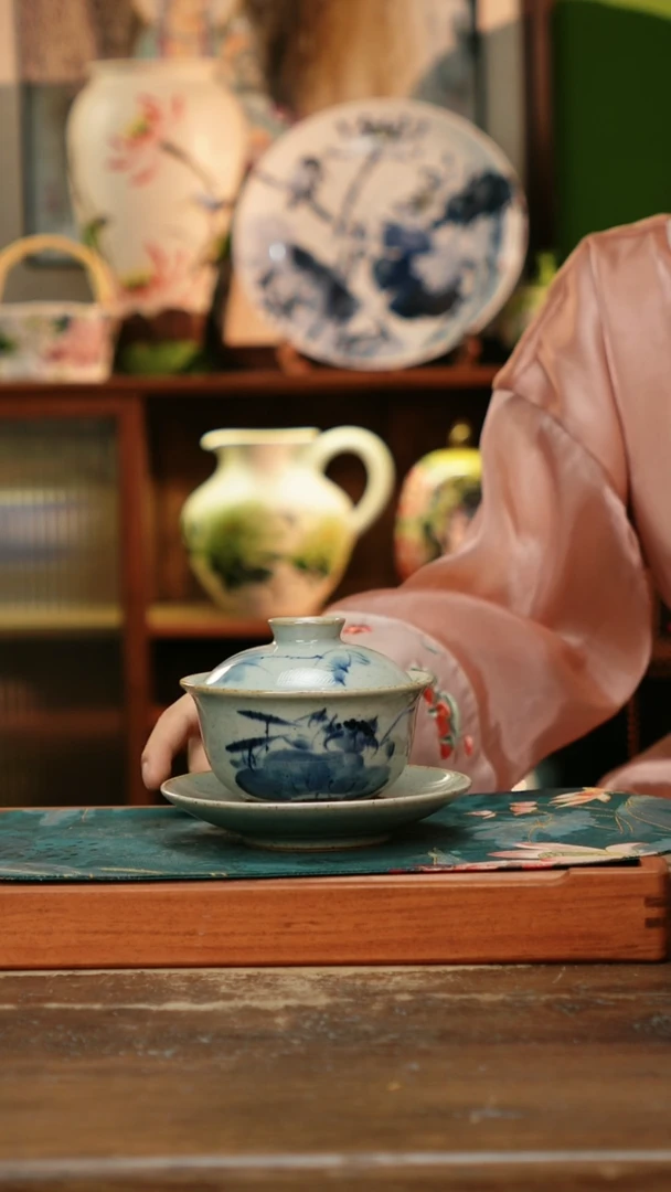 瓷片景德镇纯手工釉下彩精品茶具水杯