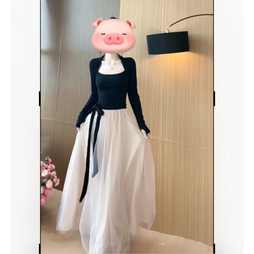 【晚晚推荐】坏女人拥有一切 法式千金掐腰坎肩连衣裙长裙大摆裙