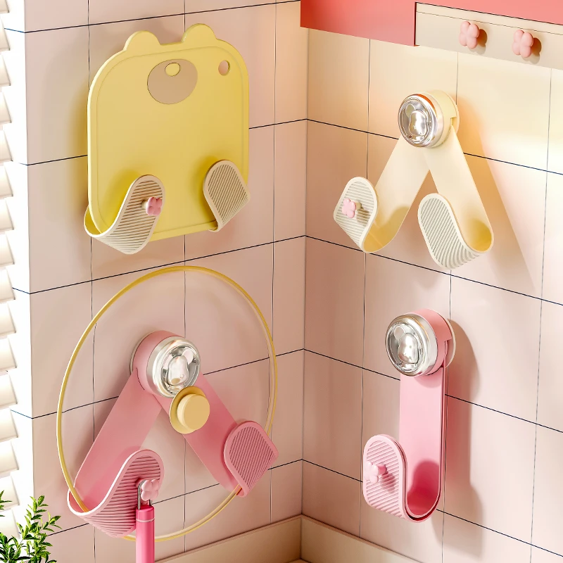 奶油吸盘旋转锅盖架壁挂式免打孔厨房置物架收纳挂架菜板架砧板架