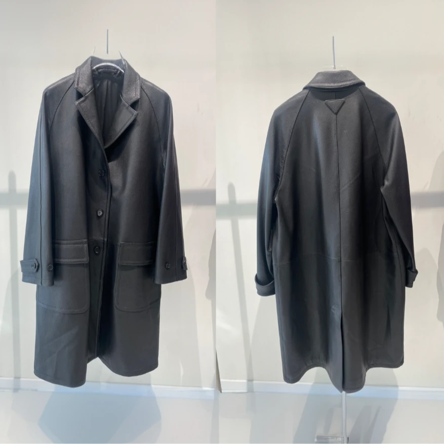 Bing Studios｜极简时尚气质显瘦中长款羊皮外套B105-W24