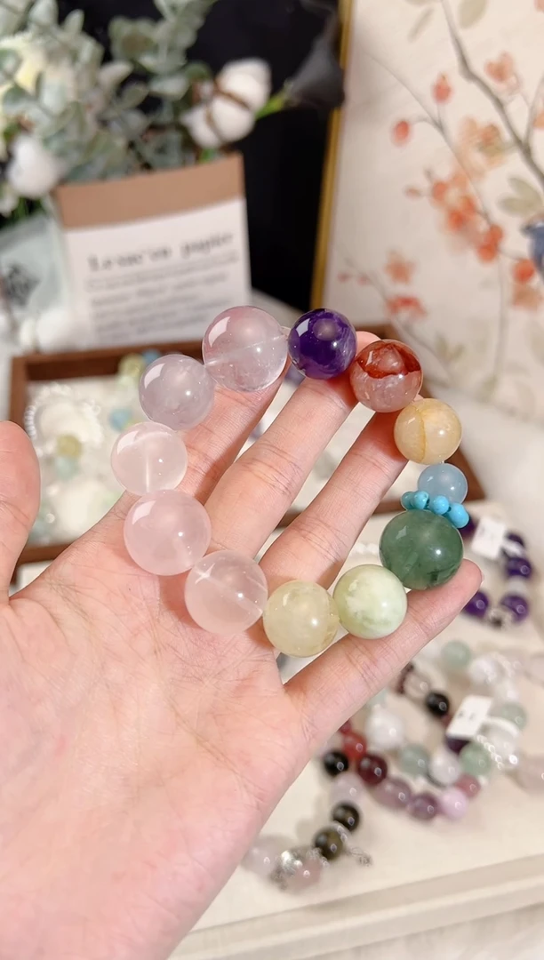 烟晶手链银S925镶嵌 天然水晶 多样性发货发其一 颜色微差