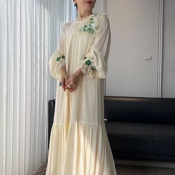 优雅时尚气质显瘦百搭长款连衣裙2638