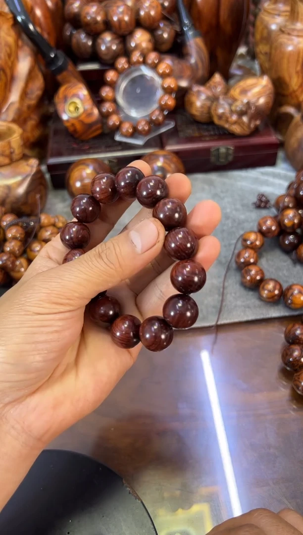 【闪购商品】黄花梨/降香黄檀手串/手链海南黄花梨1.5水波纹手串