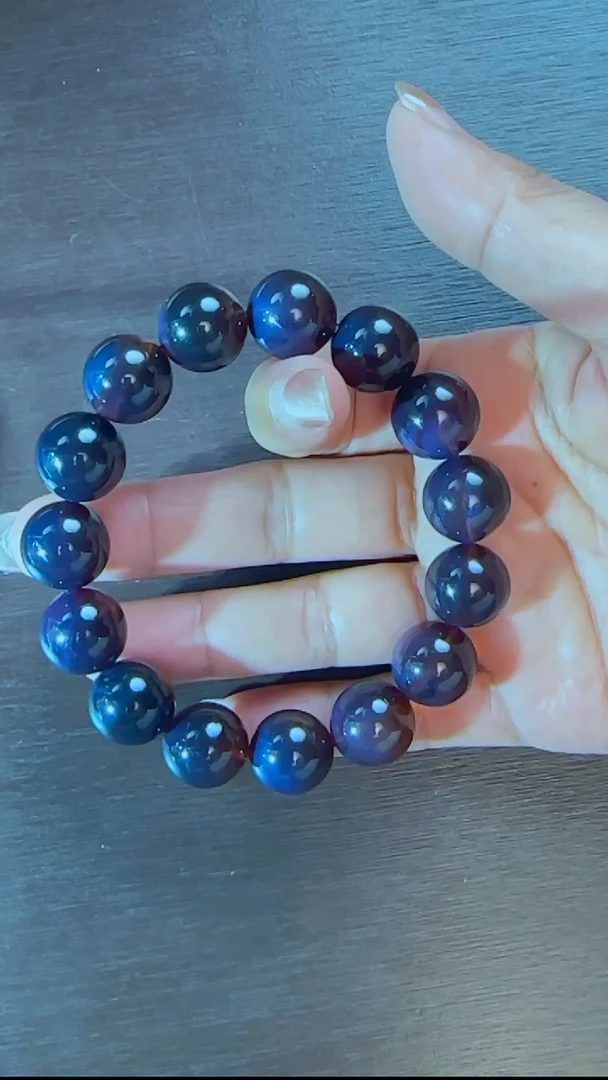 手链琥珀未镶嵌紫罗兰黑加仑14mm手串