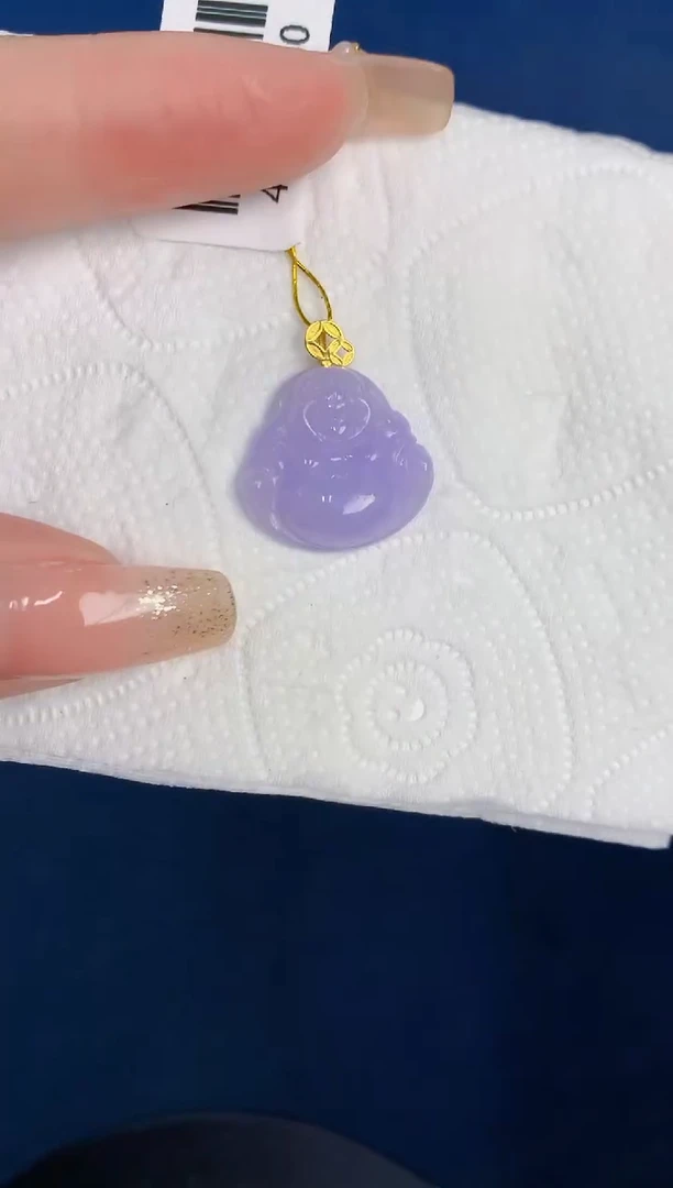 颈饰18K金镶嵌翡翠缅甸天然翡翠A货