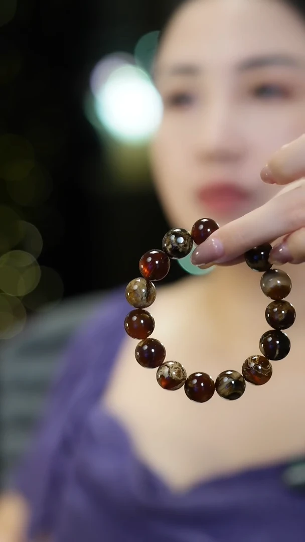 手串琥珀未镶嵌14+溶洞手串