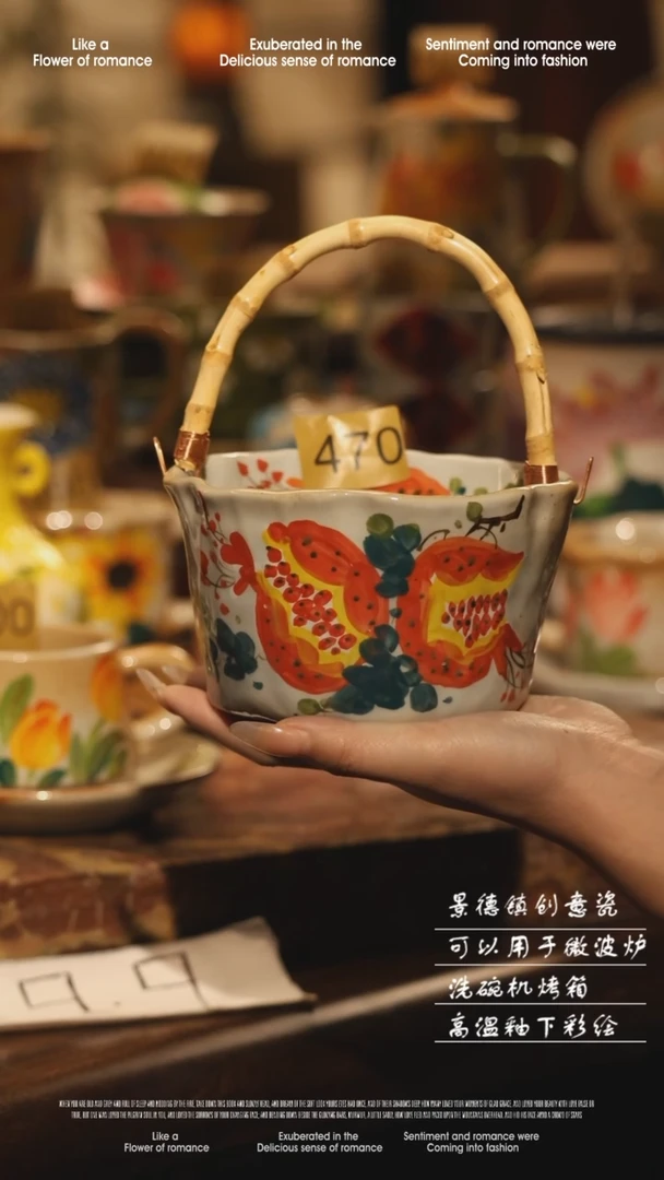 陶瓷470景德镇高温手绘釉下彩设计师款式