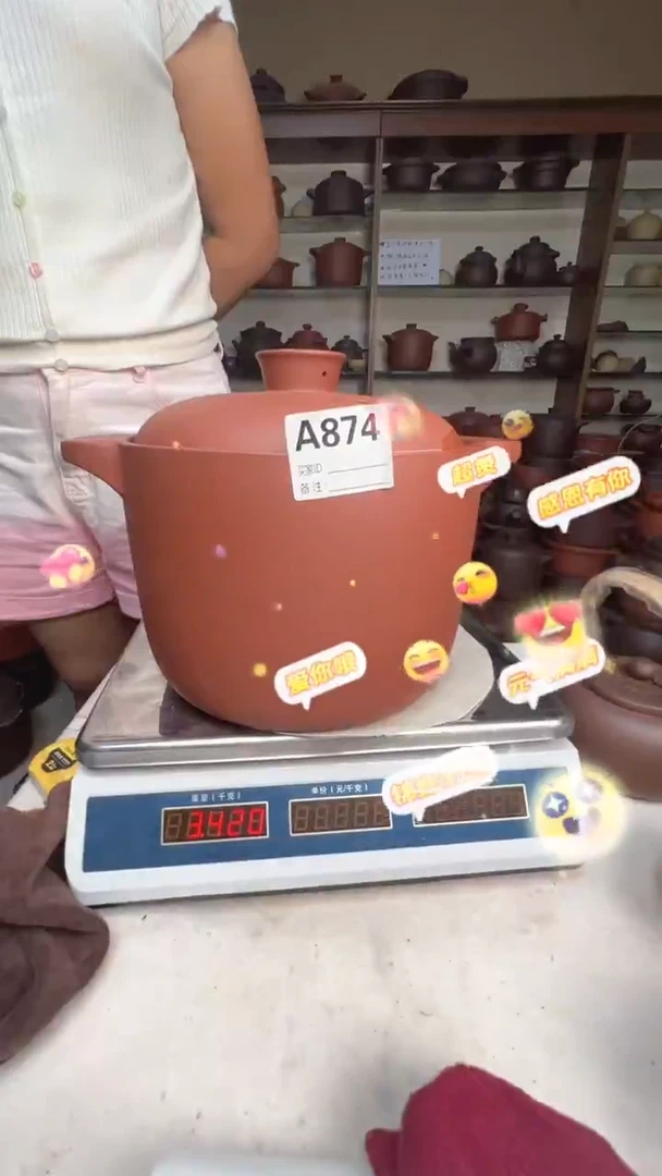 宜兴紫砂6升直筒朱泥874