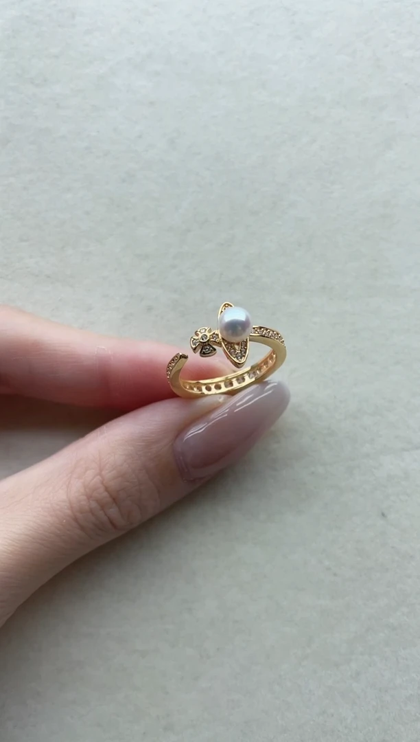 银S925镶嵌淡水珍珠戒指28