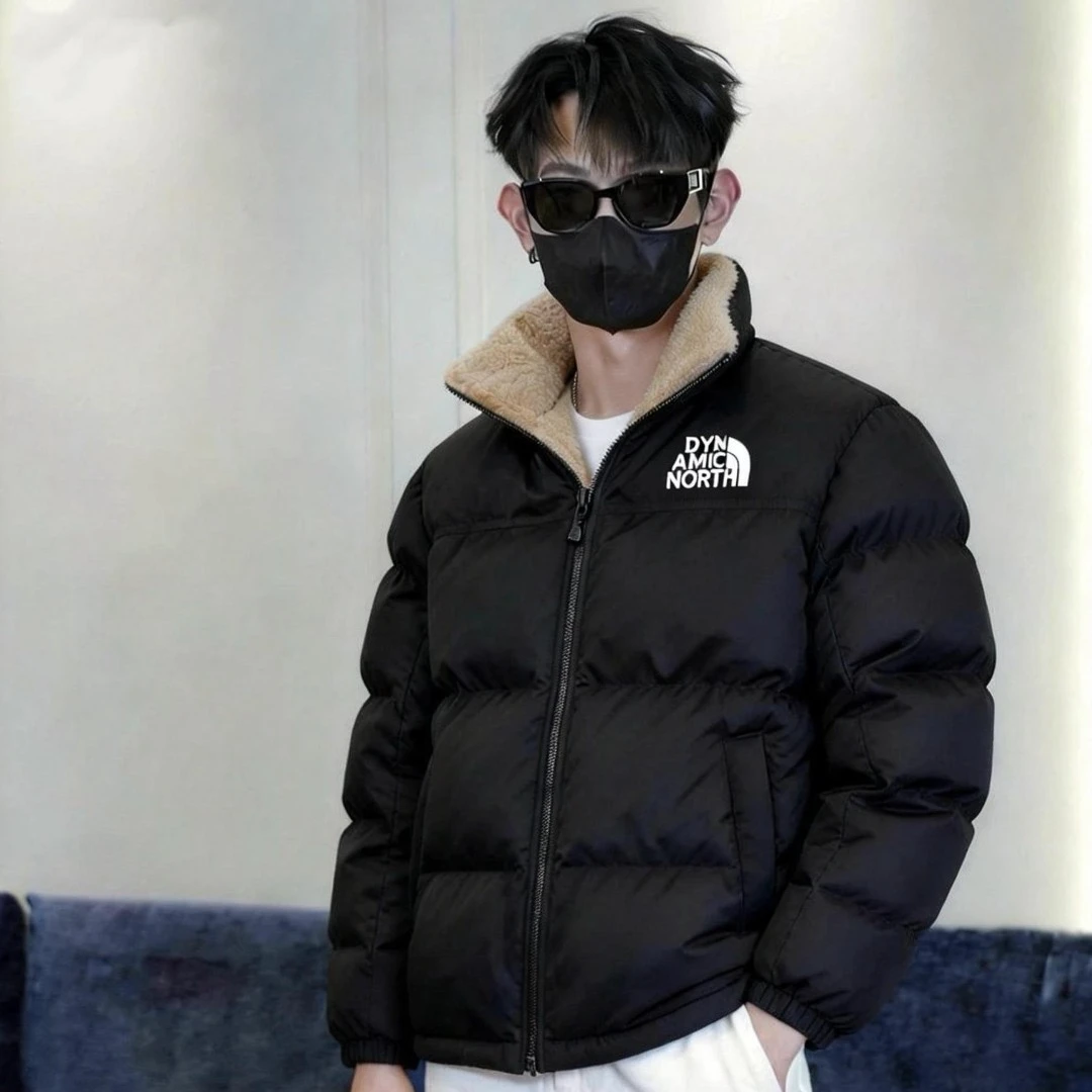 经典冬季加厚双面羊羔绒含鹅毛绒防风防寒情侣款羽绒服外套宽松