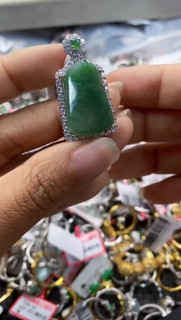 银S925镶嵌戒指翡翠7777              4