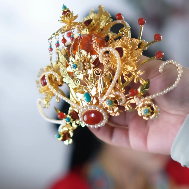 稷氏小筑   绛朱颜   古风发饰复古精美配饰气质古典头饰发冠