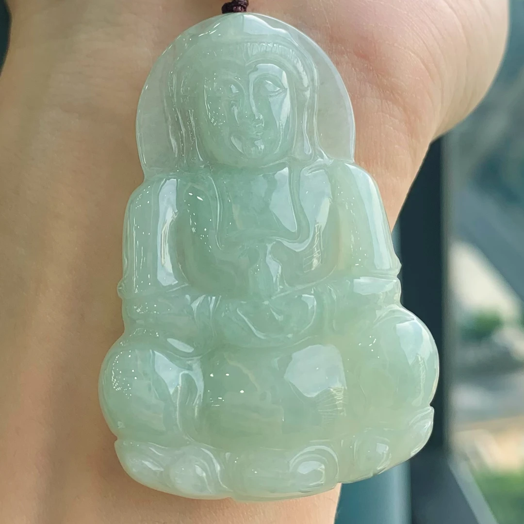 八七珠宝翡翠冰果绿观音 多样性发一件 天然A货翡翠