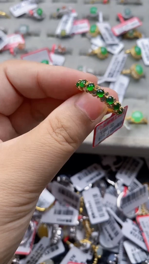 翡翠戒指银S925镶嵌5555---6