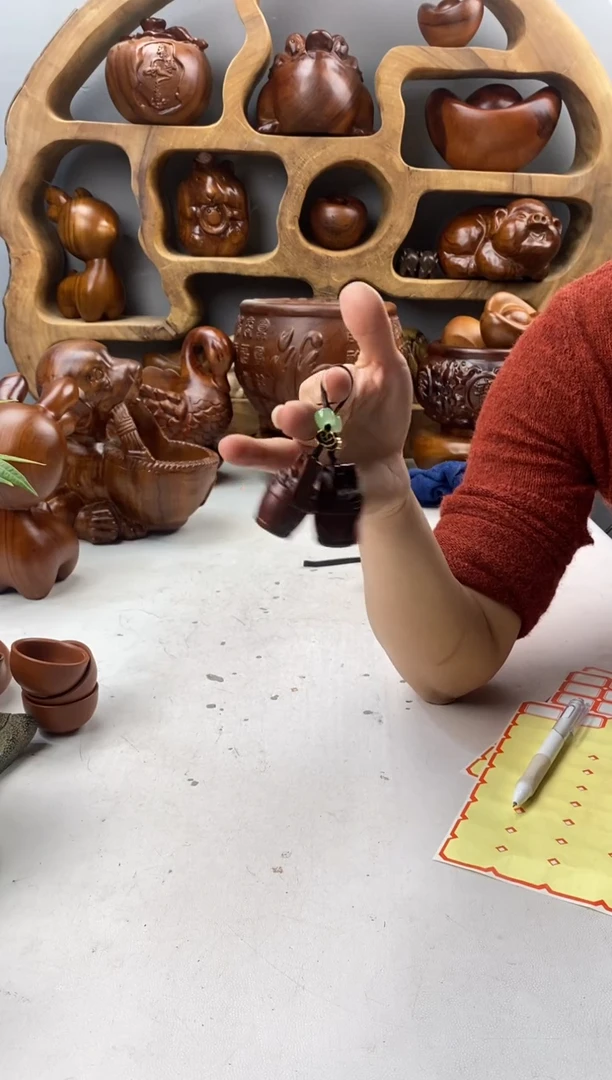 香樟木A55一桶金摆件/尺寸