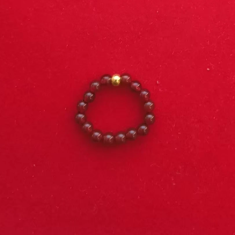 主播推荐天然玛瑙金珠戒指