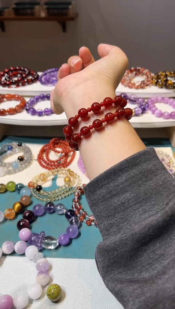 未镶嵌手链玛瑙/玉髓红玛瑙双圈卡10