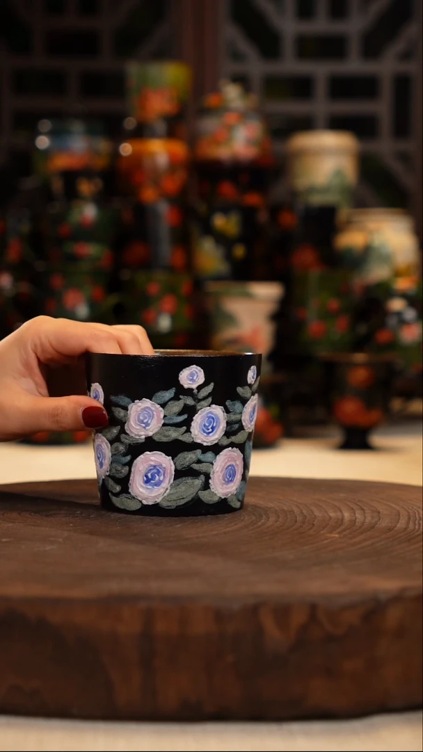 油画    手绘釉下彩杯子