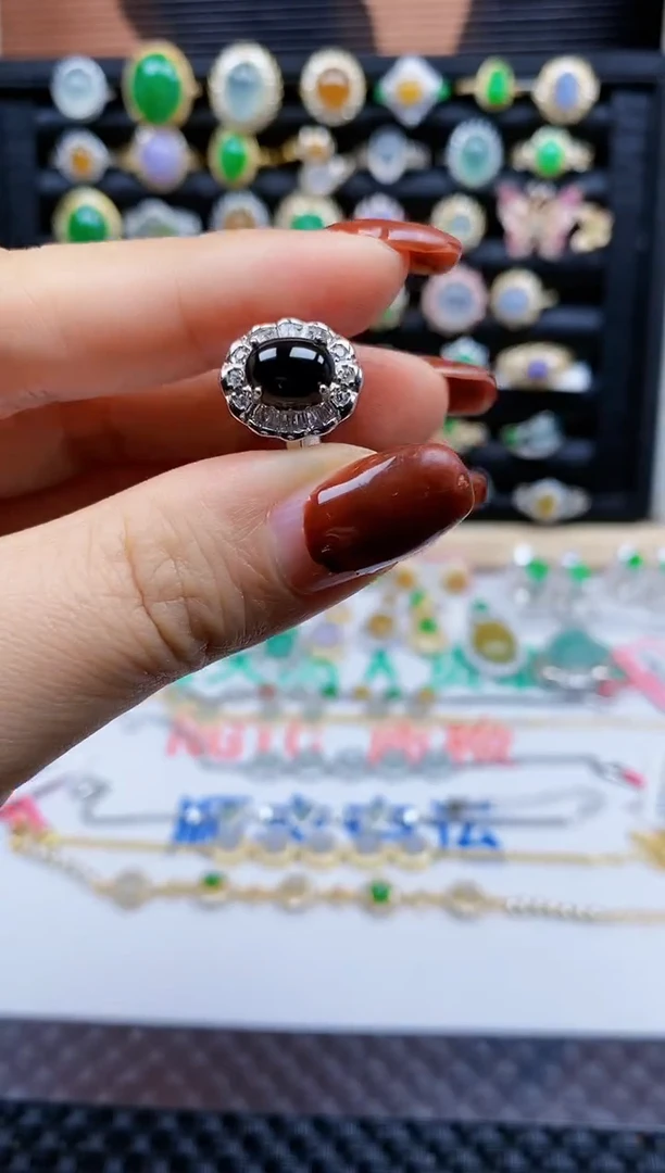 银S925镶嵌戒指翡翠433