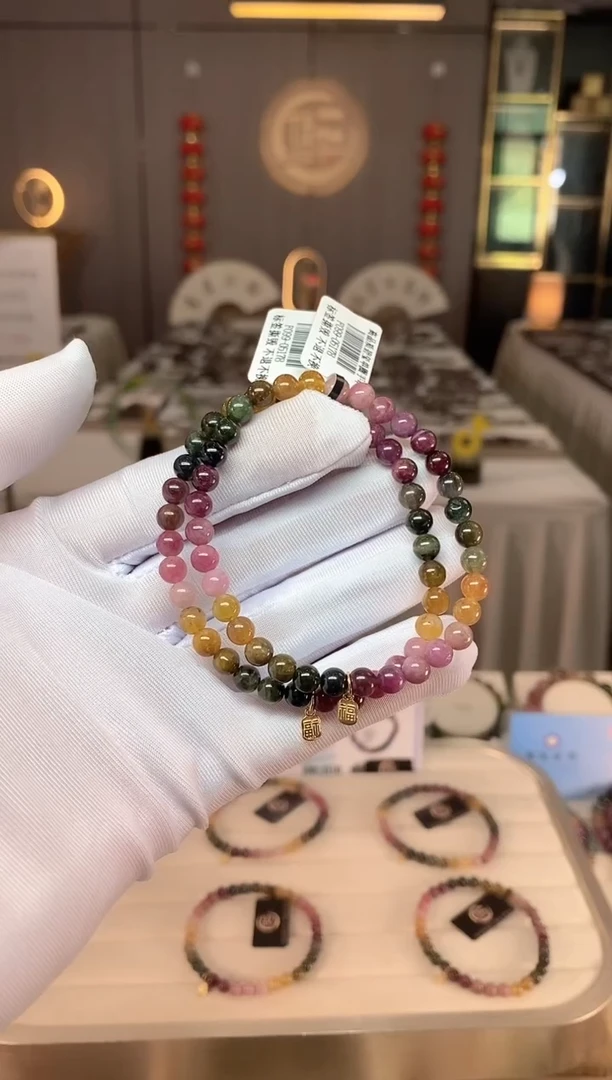 未镶嵌老矿碧玺色标彩虹单圈手串5mm+碧玺多样性发货一条xion