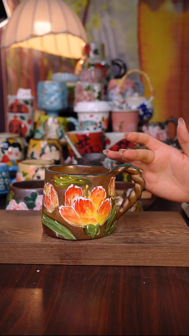 杯子陶泥垚手作 景德镇手工手绘陶瓷器物