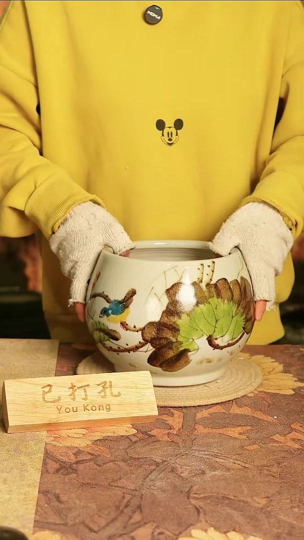 陶瓷19-197高18口15误差2已打孔孤品