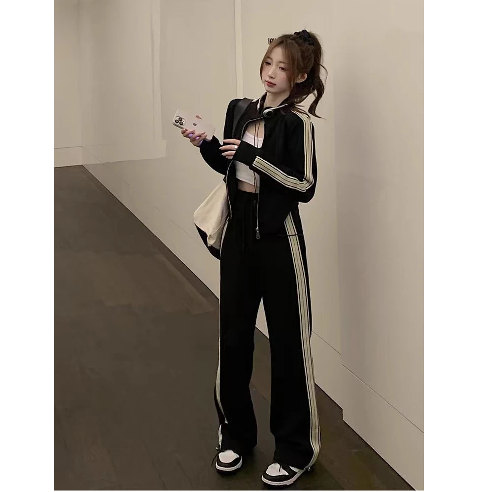 Y3010时尚休闲运动套装女春装新款减龄上衣开衫窄版裤两件套长袖