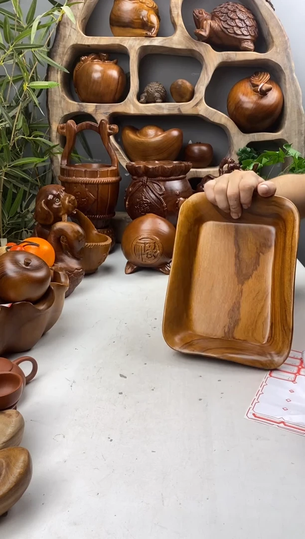 香樟木A39四足方形果盆/尺寸
