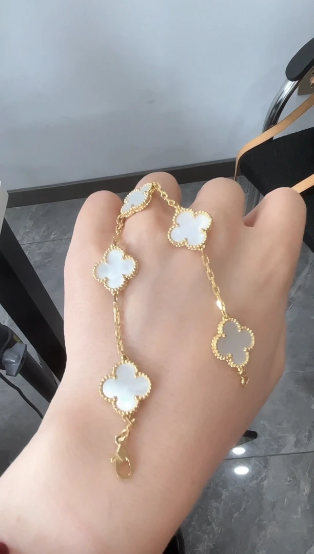 【闪购商品】贝壳（贝母）手链18K金镶嵌【千盟珠宝】白五花手链