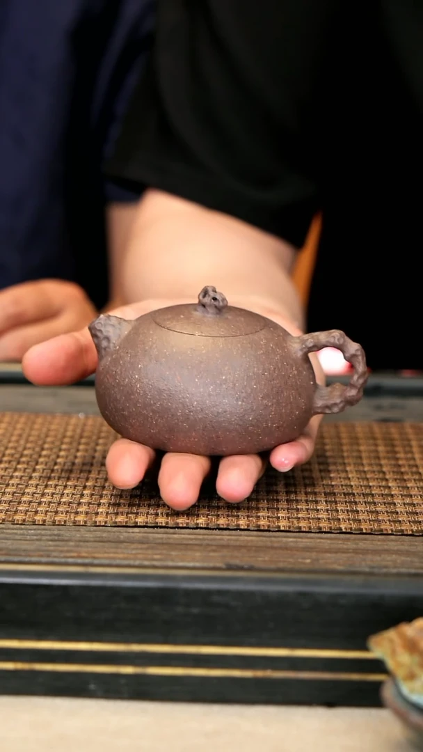 紫砂壶宜兴紫砂TZP70《石趣·半月》富贵土