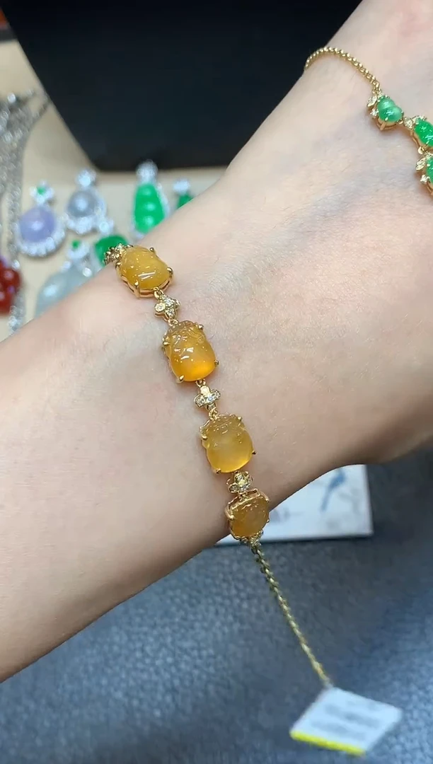 18K金镶嵌手链翡翠2【无服务费貔貅【无服务费