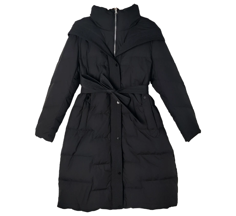 保暖冬季女款木耳边羽绒服韩版秋冬连帽中长款9023