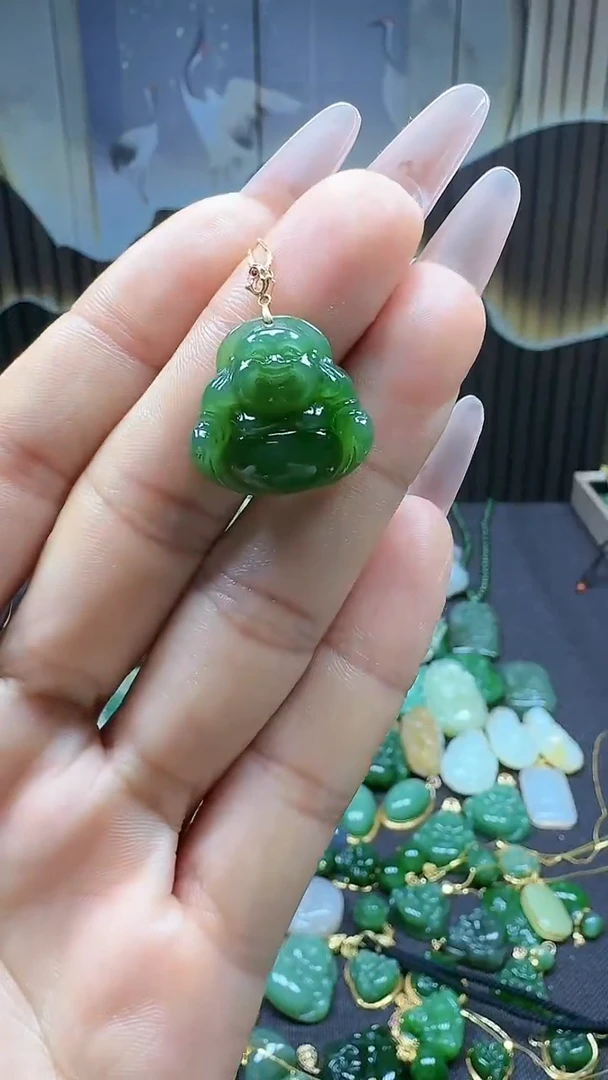 【闪购商品】和田玉18K金镶嵌吊坠(不含链)1