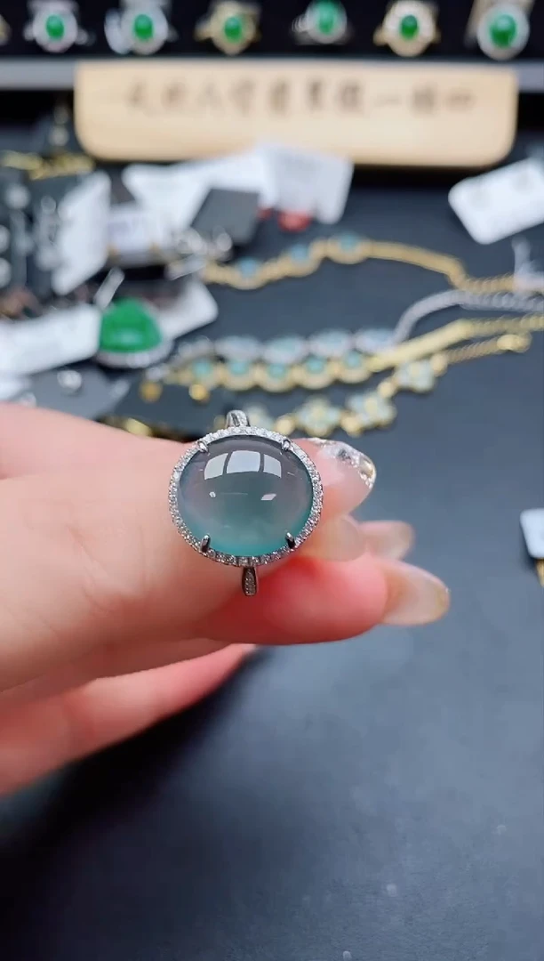 银S925镶嵌戒指翡翠1