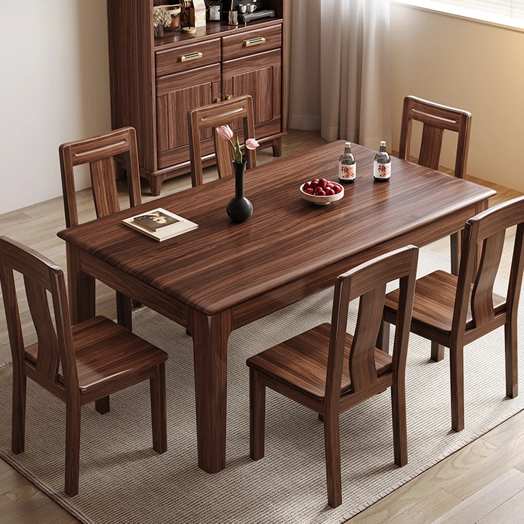 新中式胡桃木全实木客厅餐桌餐椅组合家用现代简约轻奢饭桌组合