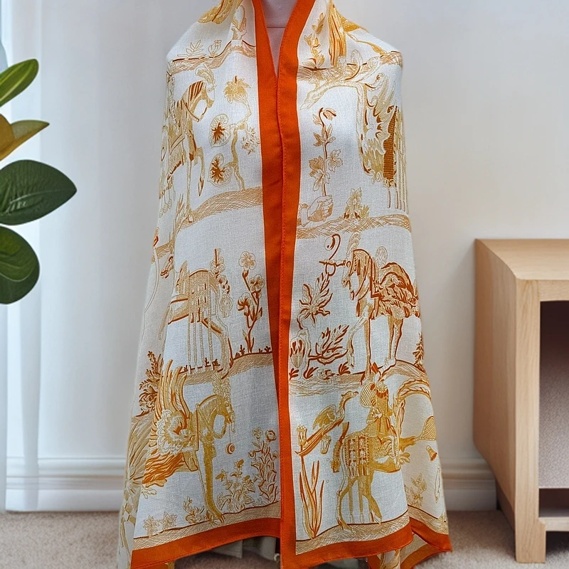 上海故事180*85cm动物世界时尚百搭披肩围巾两用春夏空调披巾女