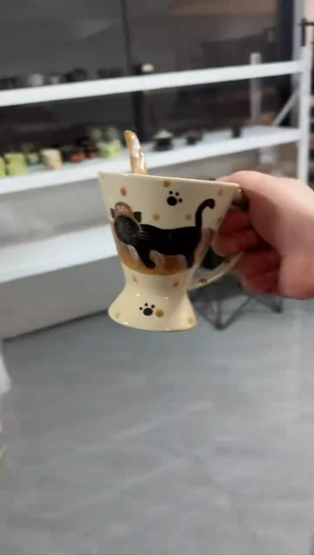 【闪购商品】面包猫咪高足高温瓷器