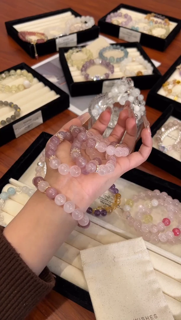 【闪购商品】水晶手链合金紫马粉手链x1558