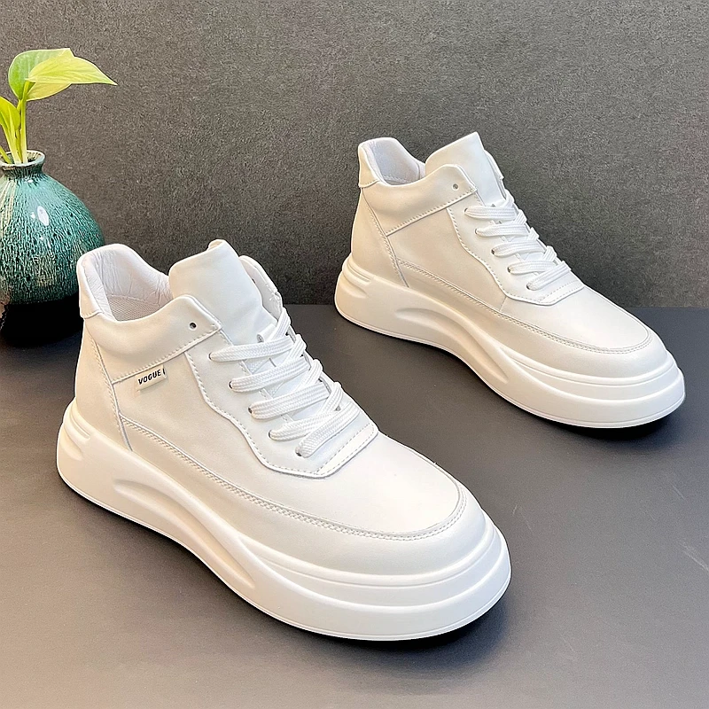 法莎尼亚新款简约板鞋时尚潮流舒适耐磨增高高帮软底男士休闲潮鞋