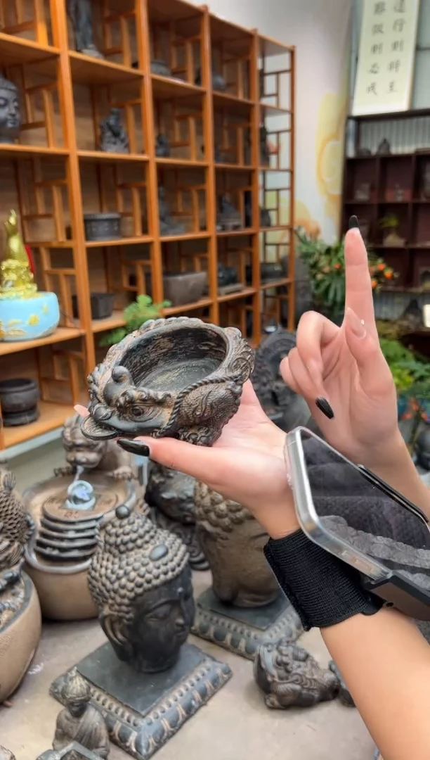 陶土【合成青石】金蟾盆