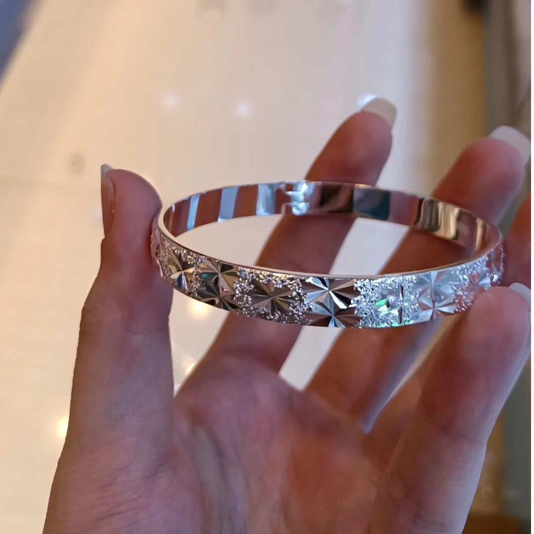 足银手镯 满天星卡扣 复古闭口镯大小手可带送朋友闺蜜【68】