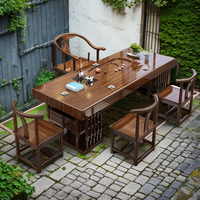 实木大板茶桌一体一桌椅组合一整套茶台一体加厚泡茶几整套办公室