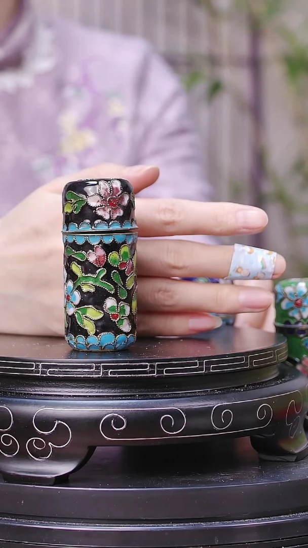 【闪购商品】非遗技艺 景泰蓝牙签筒黑色