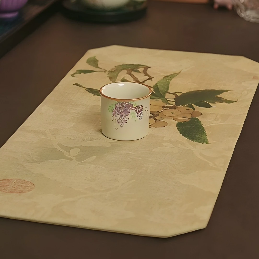 汝窑紫藤花女士家用茶杯过滤功夫茶具陶瓷茶具竹节杯（容量45ml）