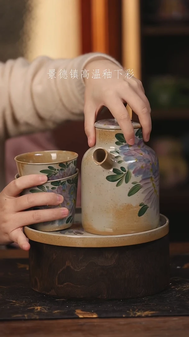 陶瓷景德镇高温釉下手绘陶瓷@L690@