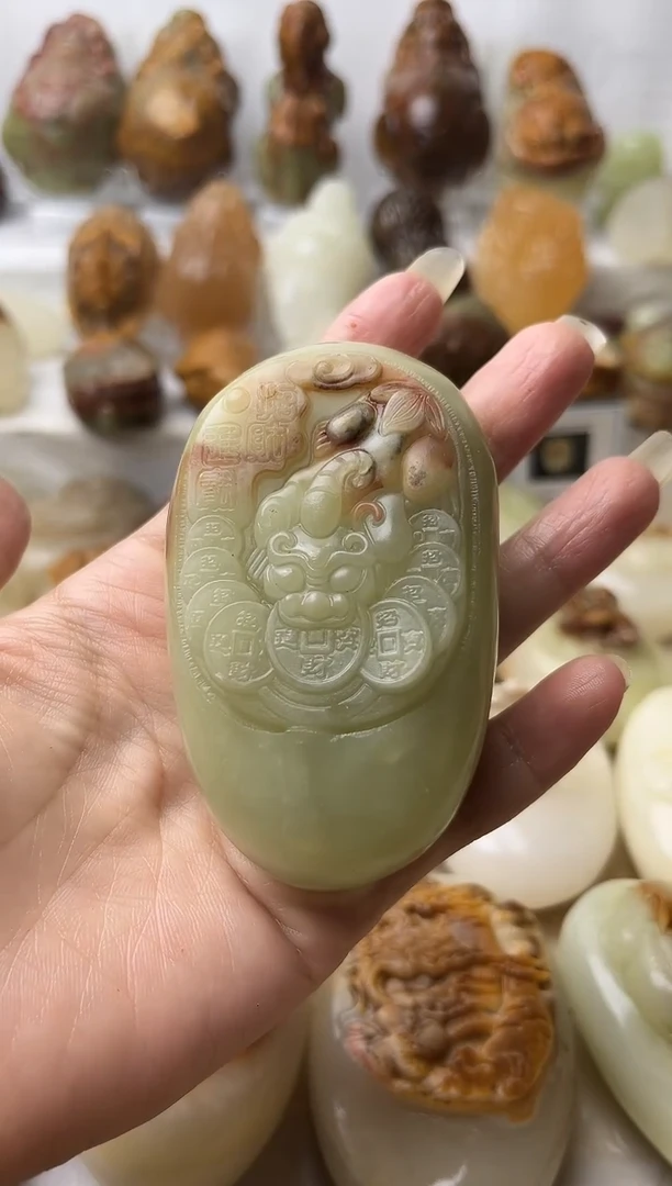 石材E****i方解石手把摆件不退换貔貅